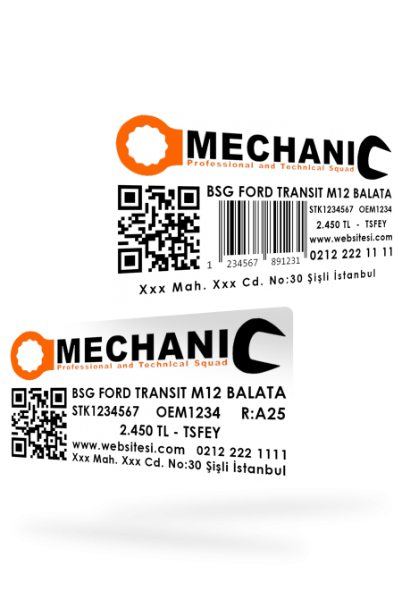 Oto servis takip programı Ürün Etiketi