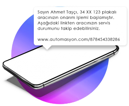 Oto servis takip programı Araç Kabul SMS’i