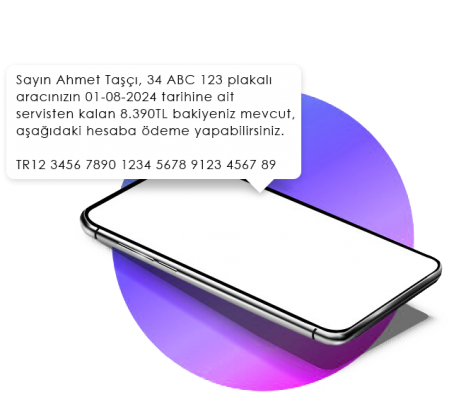 Oto servis takip programı Ödeme Bildirim SMS’i