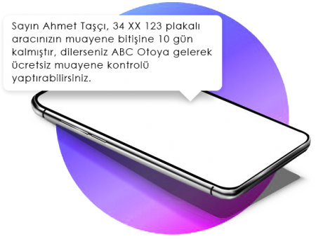 Oto servis takip programı Muayene Hatırlatma SMS'i