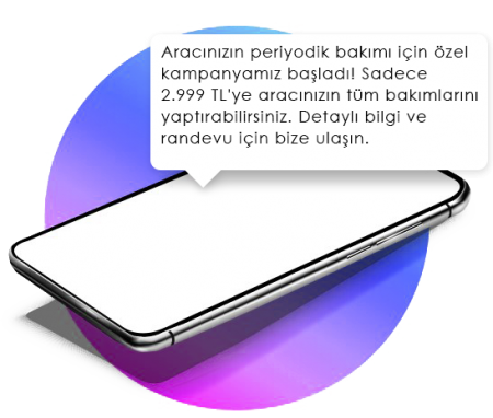 Oto servis takip programı Kampanya Mesajı