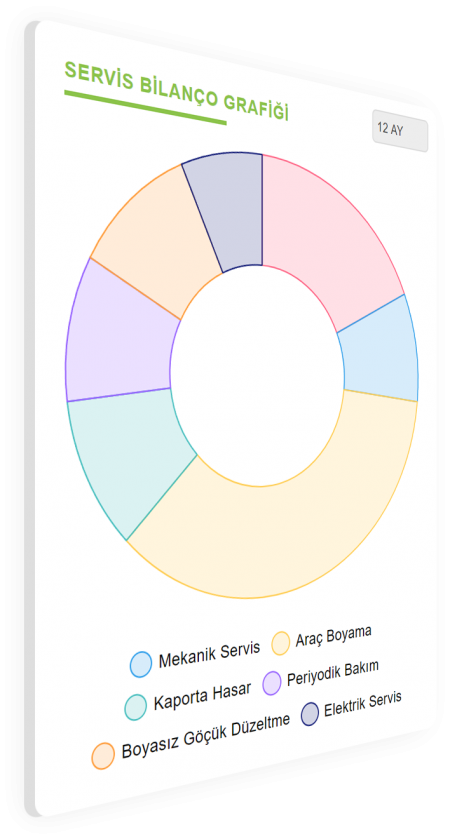 Oto servis takip programı Servis Bilanço Grafiği